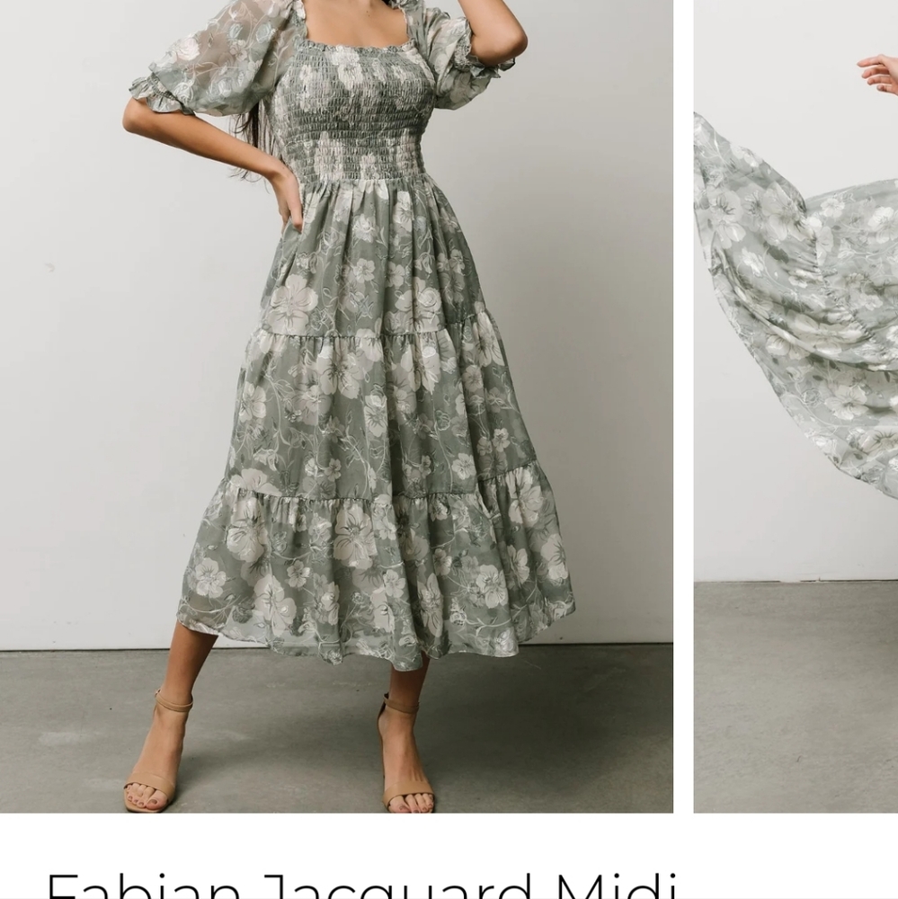 Baltic Born Fabian Jaquard Midi Dress Small Dusty Sage